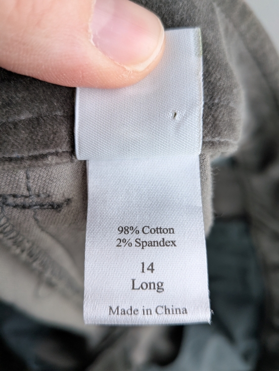 Garnet Hill Velvet Pants Size 14 Long Gray Straight Leg Stretch Trousers - Picture 12 of 13